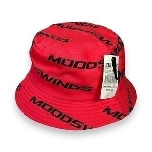 NWT Moodswings, Zumiez Graphic Letter Print Red and Black Bucket Hat - “Reilly”